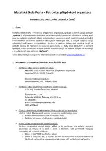 Informace o zpracování osobních údajů